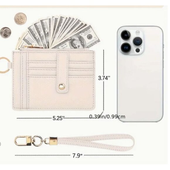 RFID Blocking Leather Card Holder Wallet With Keychain Wristlet & Tassel 9 Card - Picture 3 of 5